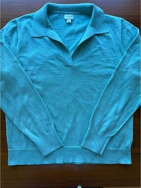 J.Crew Long Sleeve Knit Polo Sweater Green - Size Large
